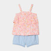 Ensemble d&eacute;bardeur et short coton rose corail b&eacute;b&eacute; fille