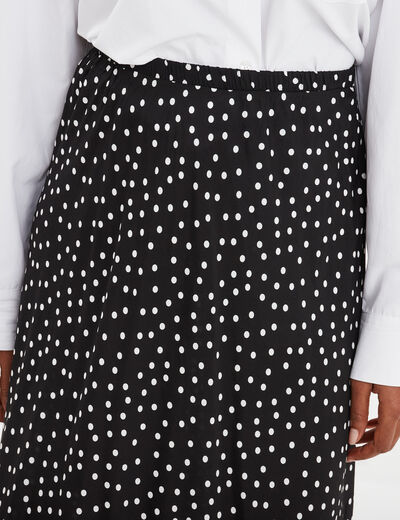 Jupe midi patineuse effet satin noir femme