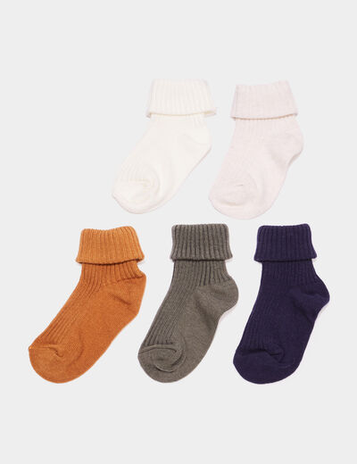 Lot 5 paires chaussettes côtelées coton multicolore bébé garçon