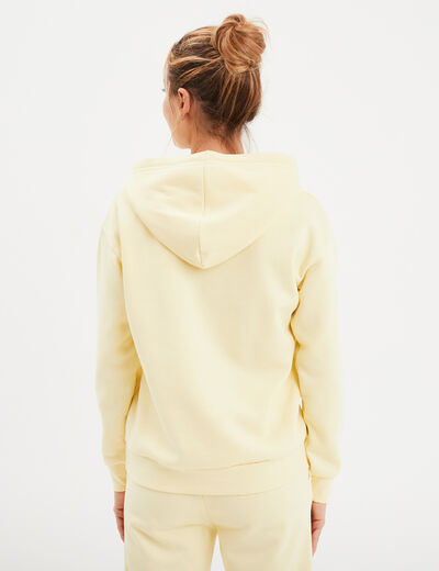 Sweat hoodie molleton à capuche jaune clair femme