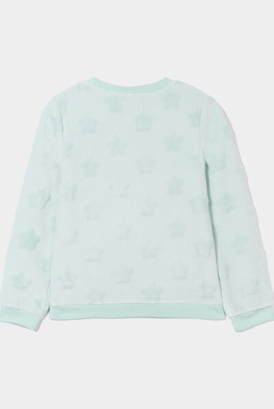 Sweat doux manches longues bleu gris fille
