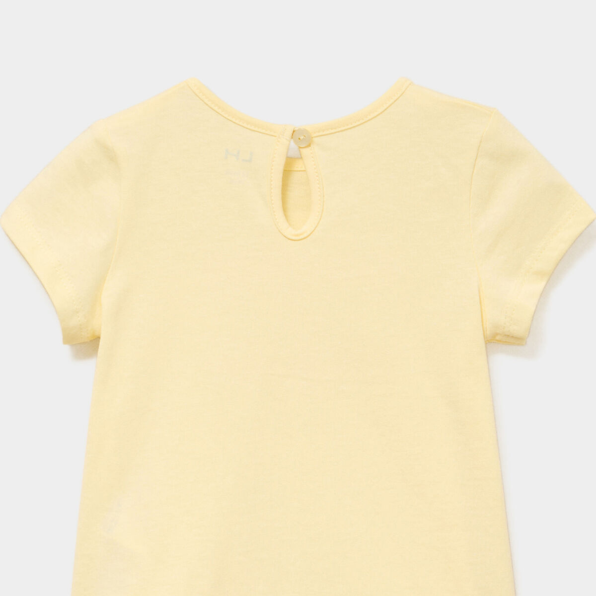 T-shirt droit manches courtes coton jaune clair b&eacute;b&eacute; fille