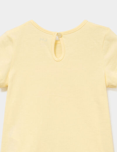 T-shirt droit manches courtes coton jaune clair b&eacute;b&eacute; fille