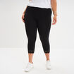 Legging 7/8&egrave;me bandes dentelle noir femme grande taille