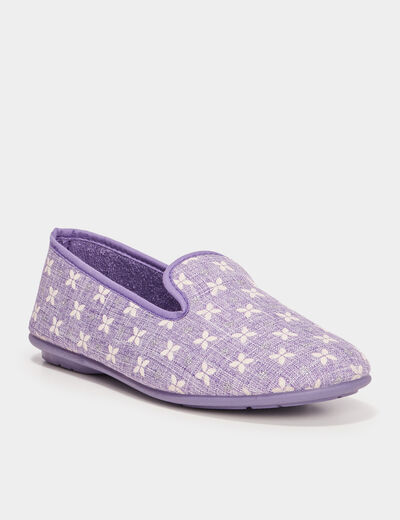 Chaussons semelle élastiquée mauve femme