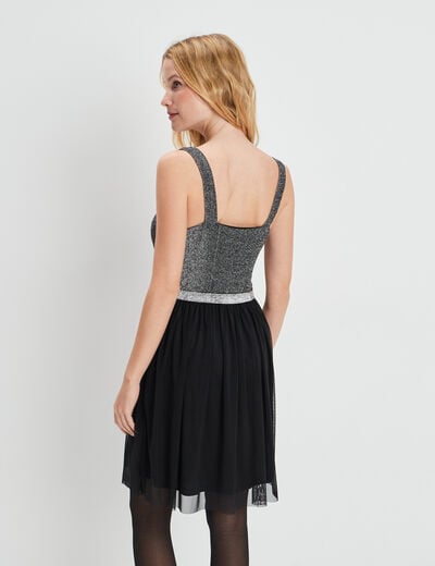 Robe évasée effet 2-en-1 noir femme