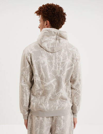 Sweat hoodie &agrave; capuche molleton beige clair homme