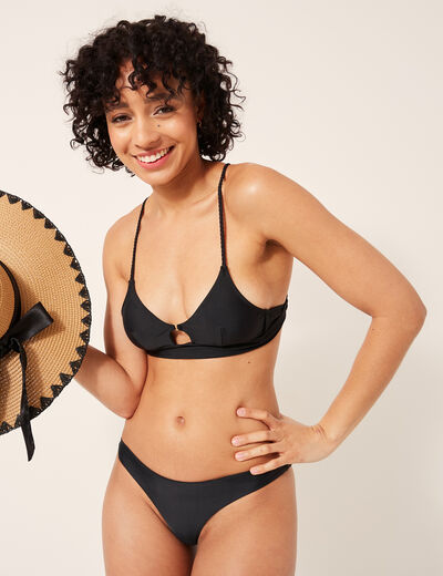 Haut de maillot de bain bretelles fines noir femme