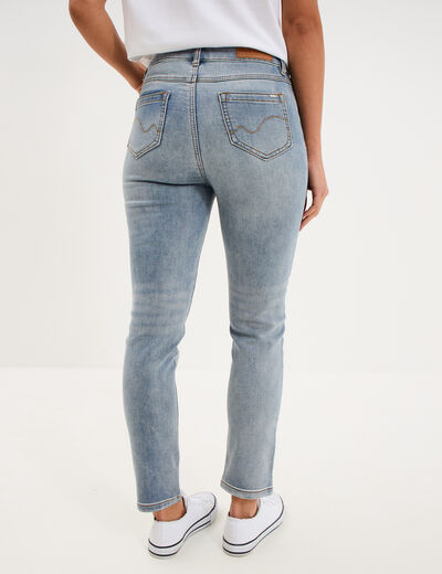 Jean stretch slim 7/8 &egrave;me denim double stone femme