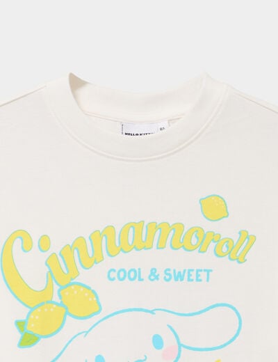T-shirt coton Hello Kitty Cinnamoroll blanc fille