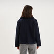 Manteau court double boutonnage bleu marine femme