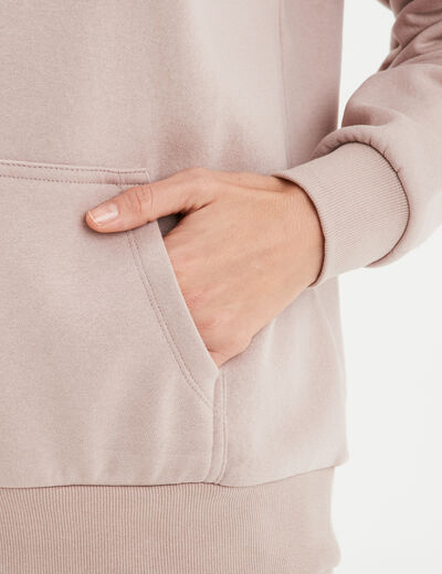 Sweat hoodie molleton à capuche marron clair femme
