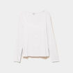 T-shirt effet gaufr&eacute; col montant blanc femme