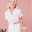 Jupe longue gaze de coton ceinturée blanc femme