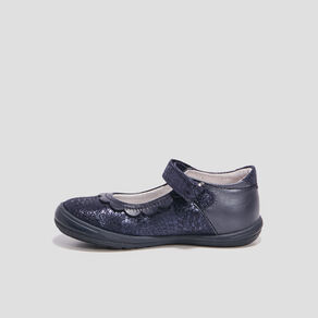 Babies en cuir bleu marine fille