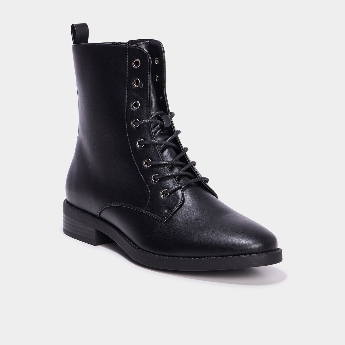 Boots &agrave; lacets et zipp&eacute;es noir femme