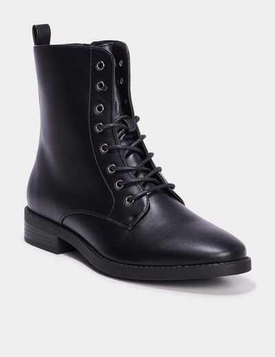 Boots à lacets et zippées noir femme