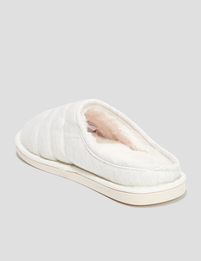 Chaussons mules fourrés gris femme