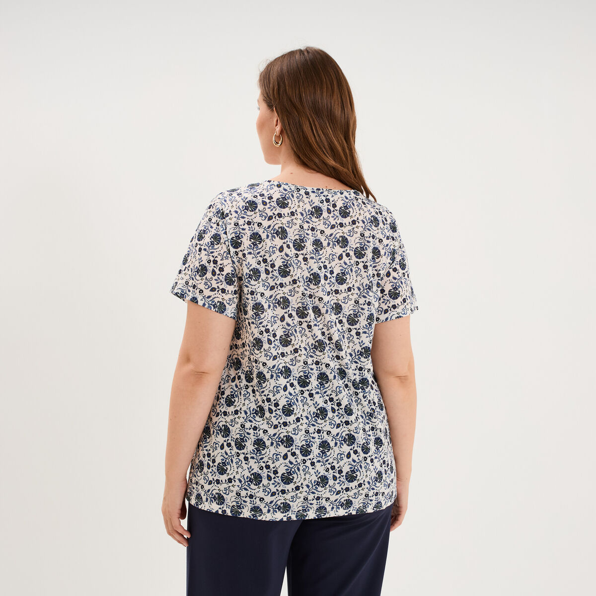 T-shirt manches courtes ecru femme grande taille