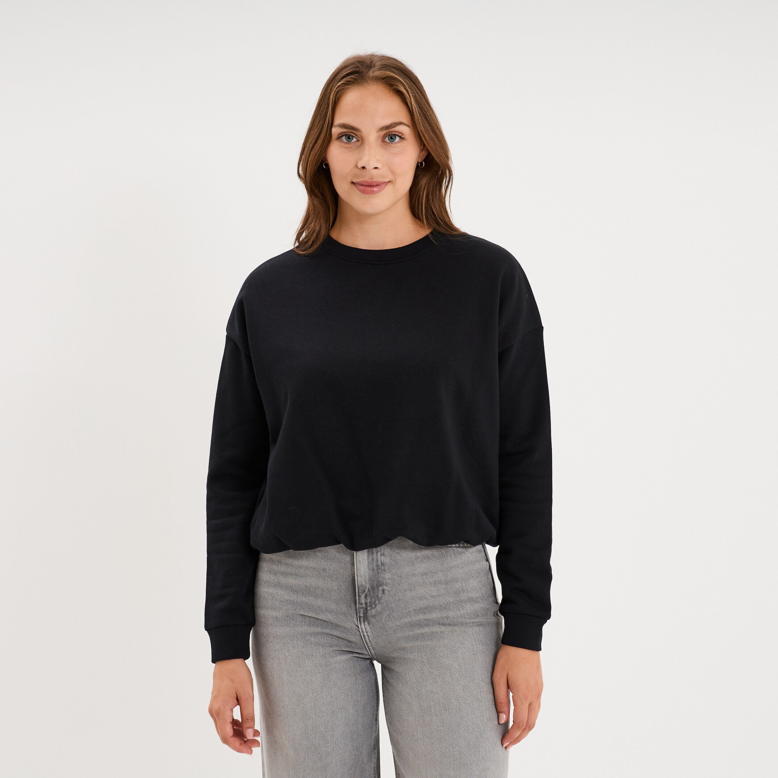 Sweat col rond manches longues noir femme CREEKS