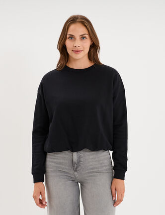 Sweat col rond manches longues noir femme