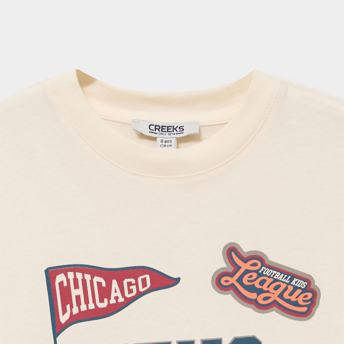 T-shirt manches courtes coton ecru gar&ccedil;on