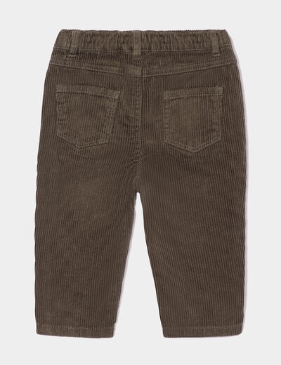 Pantalon droit velours côtelé vert kaki bébé garçon