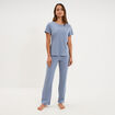 Ensemble pyjama t-shirt pantalon coton bleu gris femme