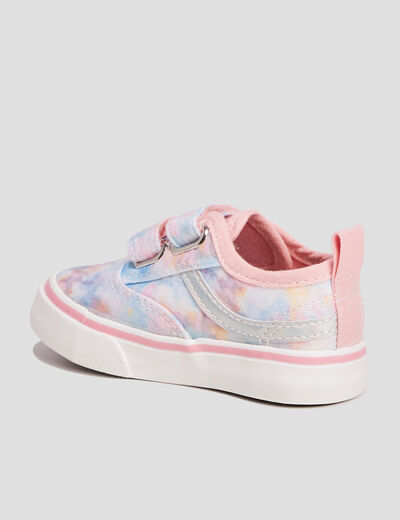 Tennis en toile à scratchs multicolore bébé fille