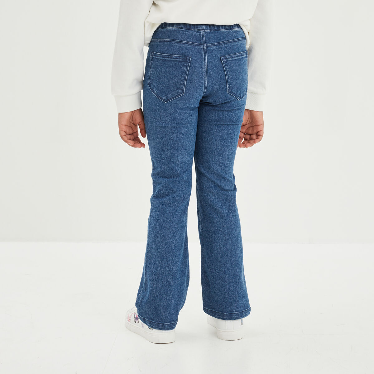 Jegging flare taille &eacute;lastiqu&eacute;e denim stone fille