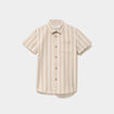 Chemise droite manches courtes coton marron gar&ccedil;on