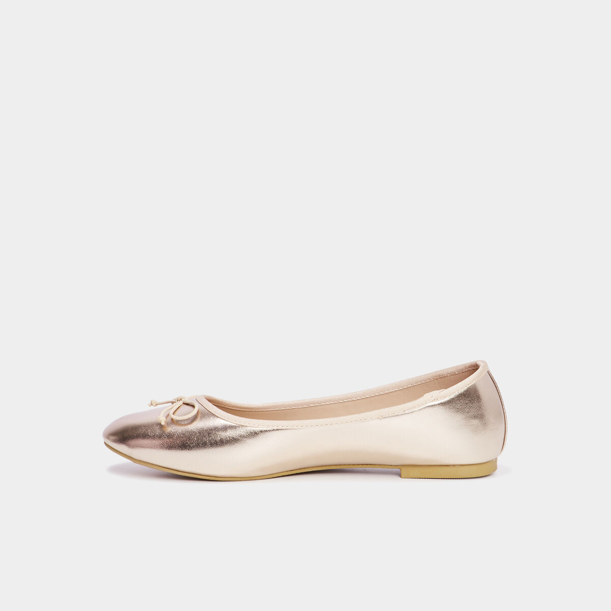 Ballerines plates m&eacute;tallis&eacute;es jaune or femme
