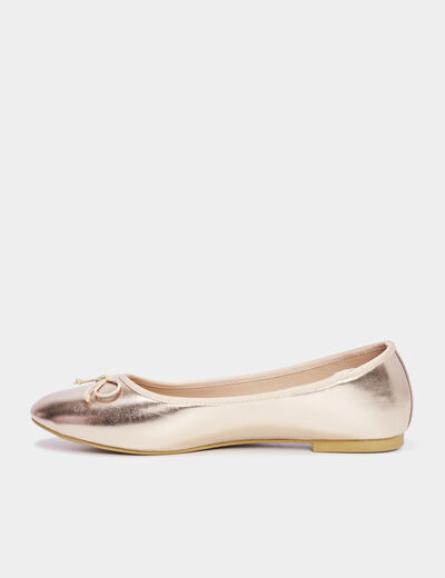Ballerines plates métallisées jaune or femme