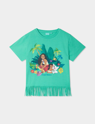 T-shirt à franges coton Vaiana vert fille