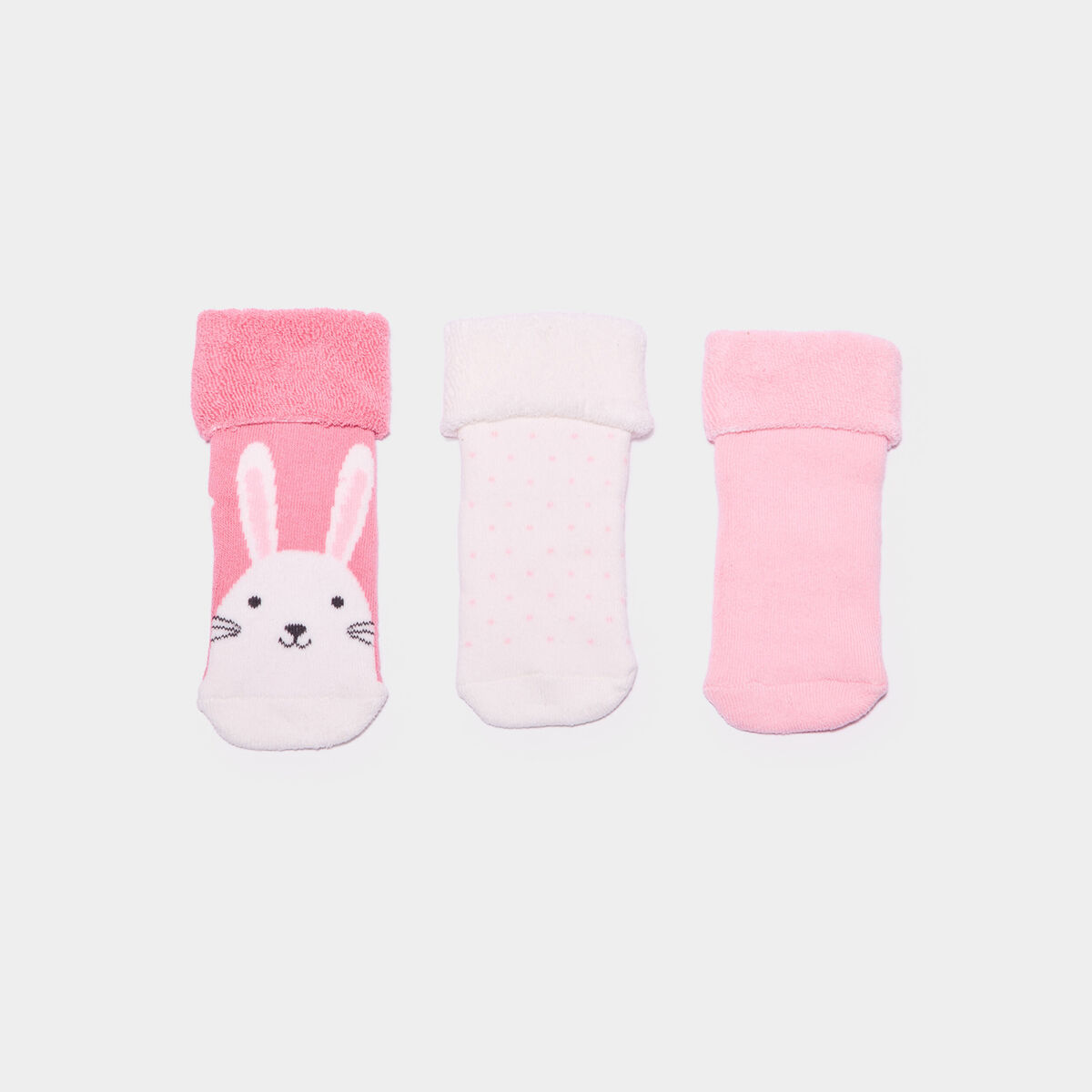 Lot 3 paires chaussettes d'int&eacute;rieur rose b&eacute;b&eacute; fille