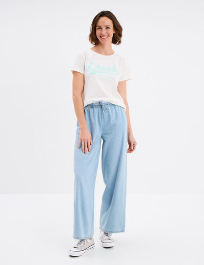 T-shirt col rond manches courtes Creeks blanc femme