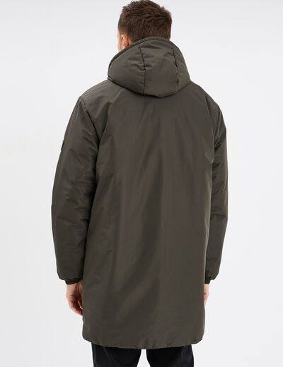 Parka déperlante doublée à capuche vert kaki homme