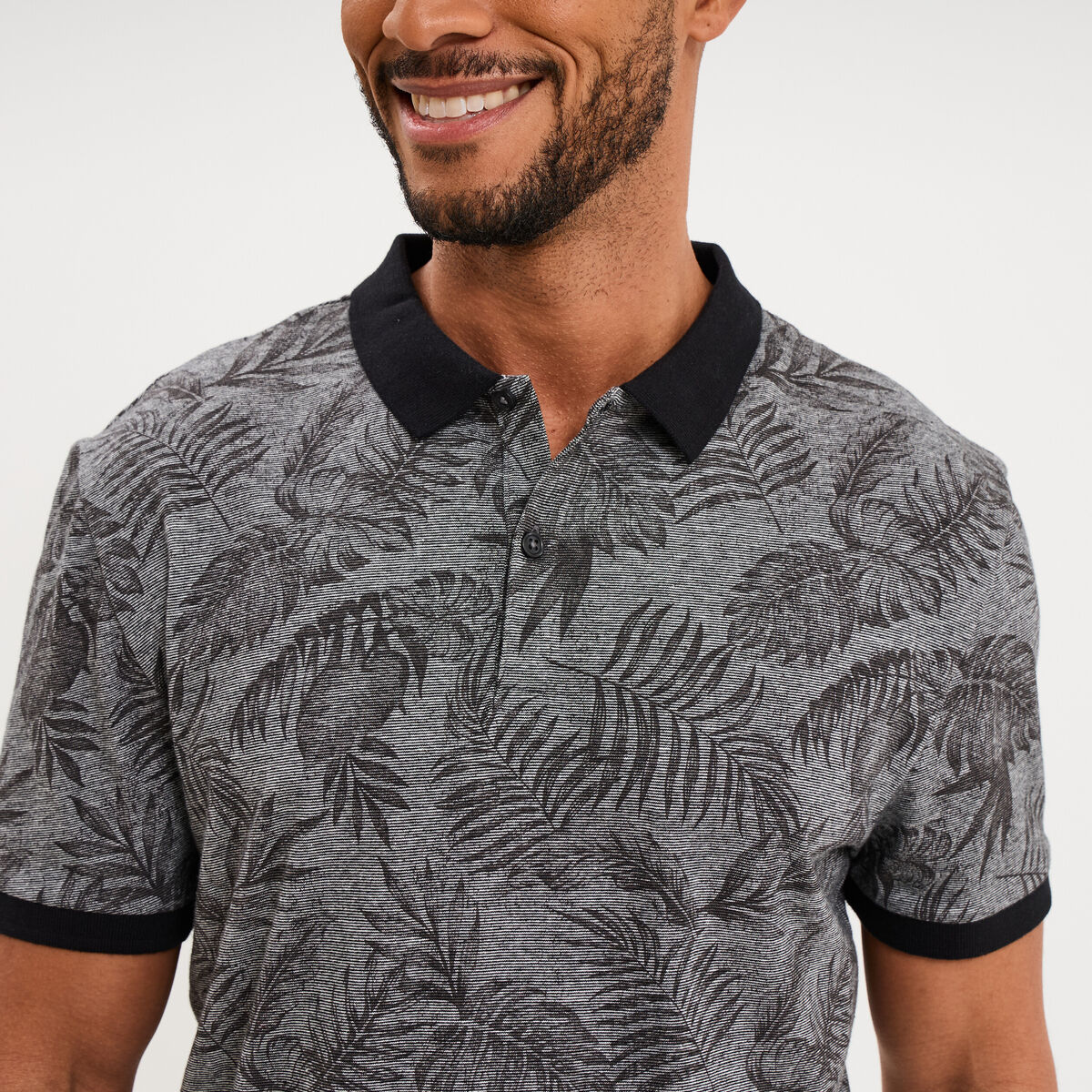 Polo jersey droit manches courtes coton noir homme