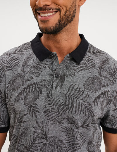 Polo jersey droit manches courtes coton noir homme