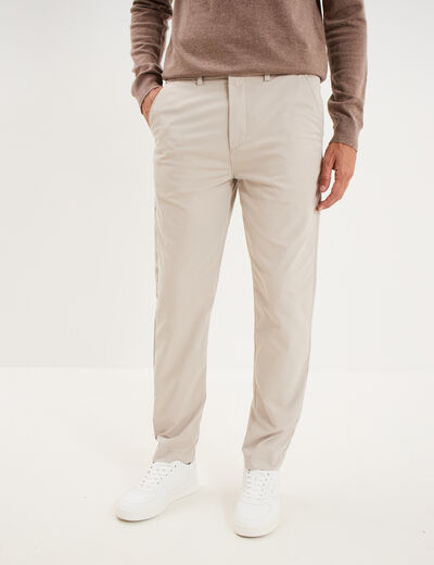 Pantalon chino droit extensible gris clair homme