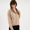 Gilet col fausse fourrure amovible ecru femme