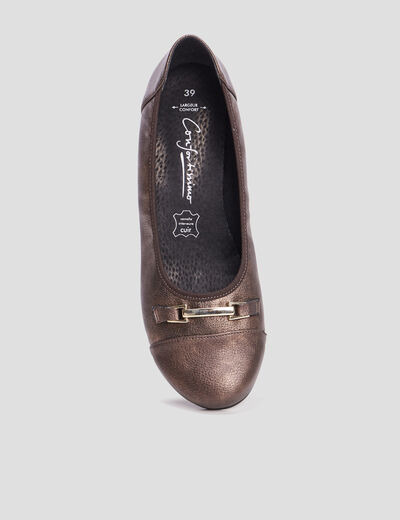 Ballerines à talons pied large marron foncé femme