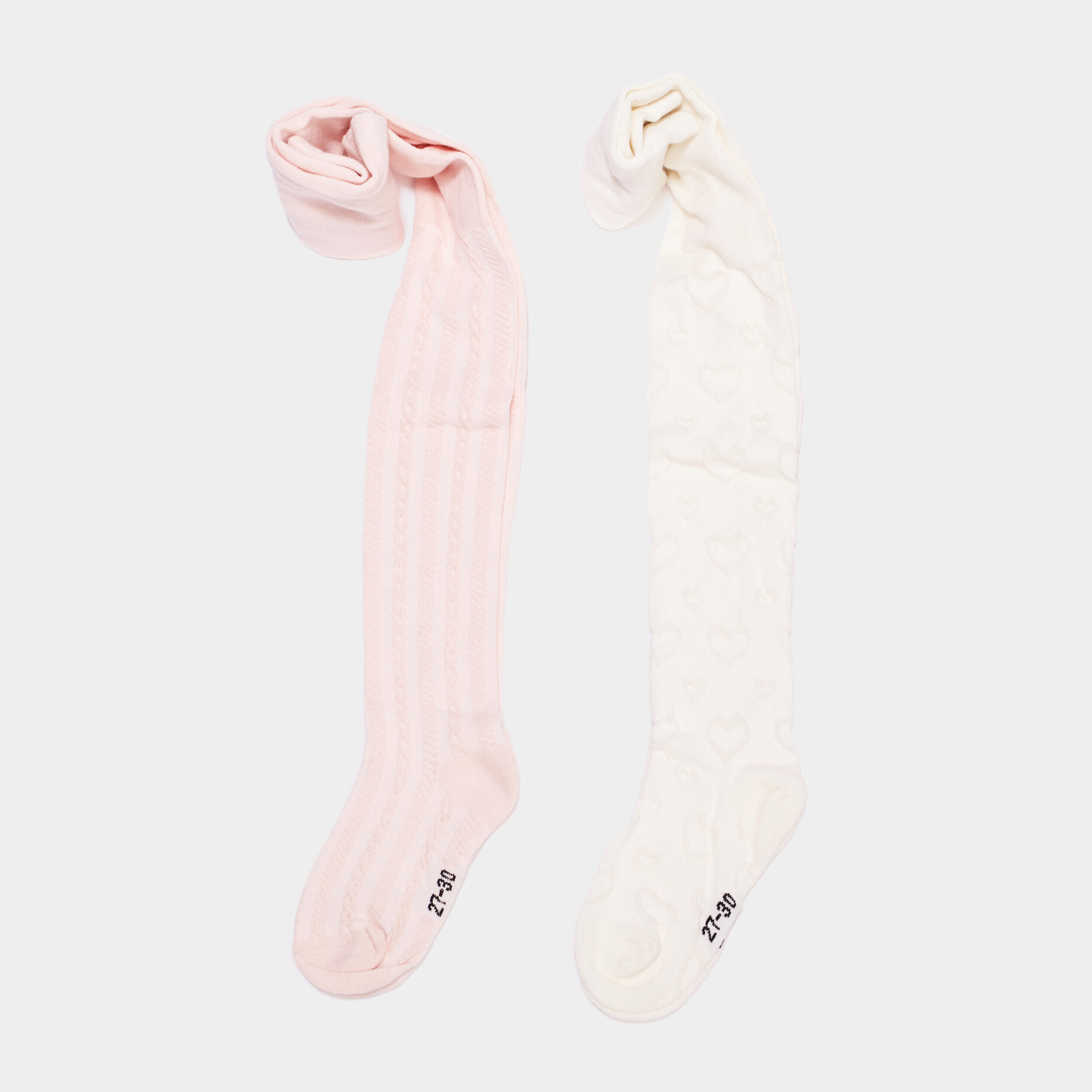 Lot 2 collants avec motif relief coton rose fille LH