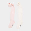 Lot 2 collants avec motif relief coton rose fille