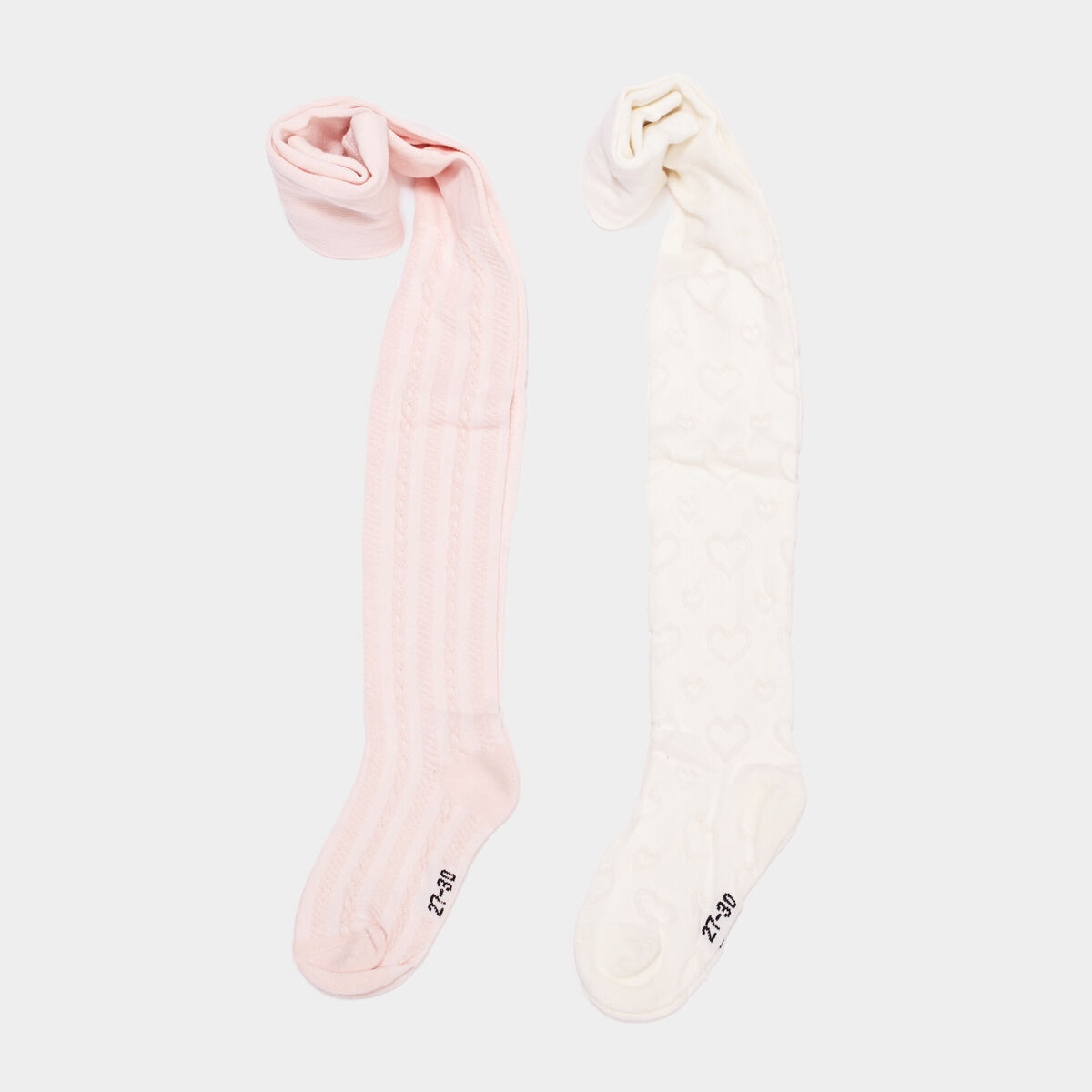 Lot 2 collants avec motif relief coton rose fille