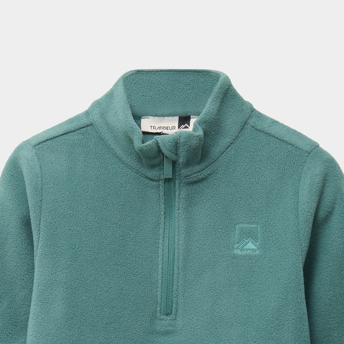 Sweat polaire col camionneur vert fonc&eacute; gar&ccedil;on