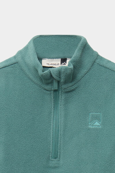 Sweat polaire col camionneur vert fonc&eacute; gar&ccedil;on
