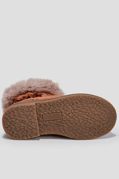 Bottines à détails fourrures camel fille
