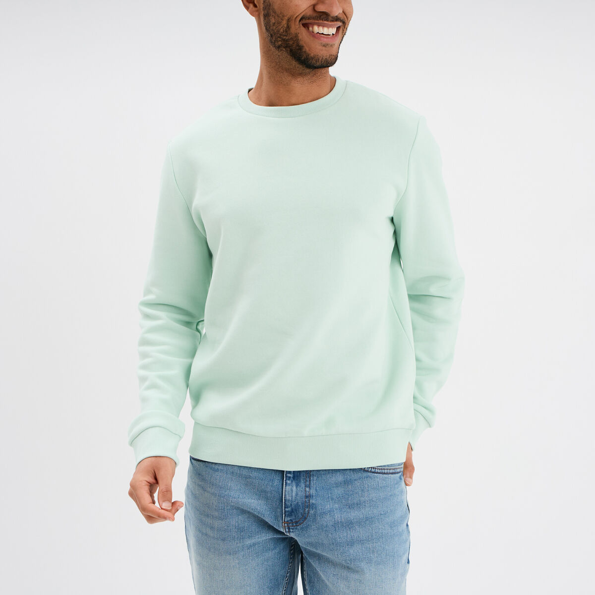 Sweat avec col rond vert pastel homme