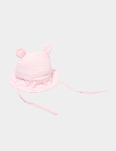 Bob en gaze de coton rose bébé fille